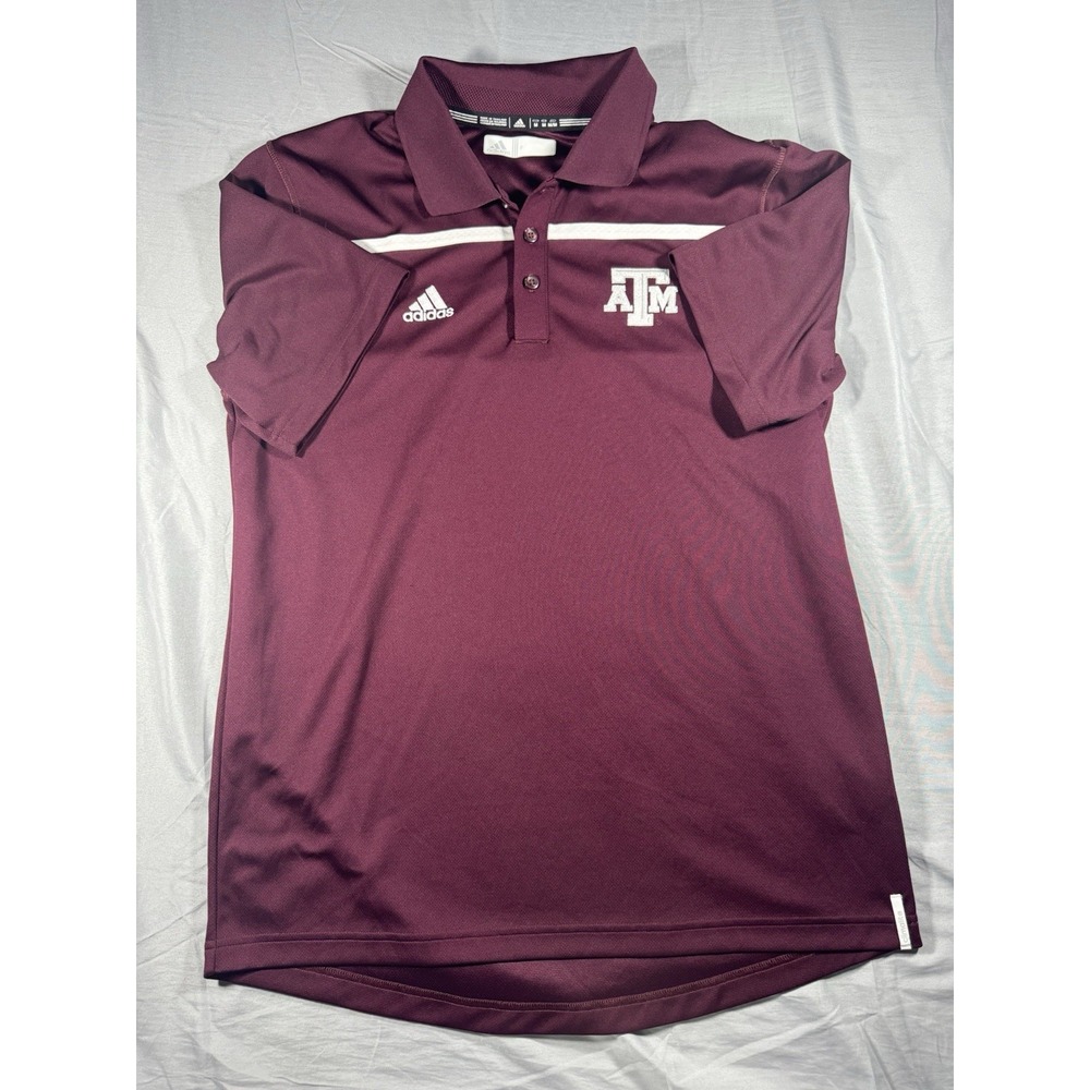 Adidas Climalite Men's Maroon Texas A&M Short Sleeve Polo Size Medium